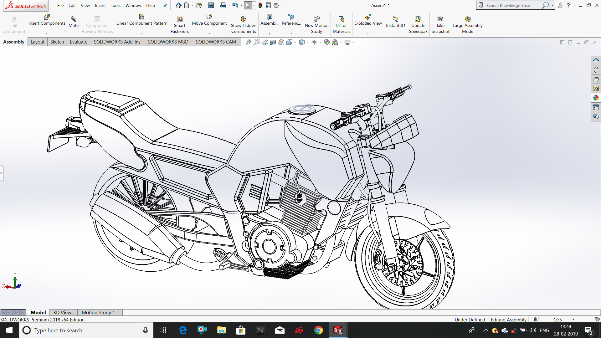 FZ16 BYSON摩托车模型3D图纸 IGS格式